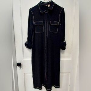 Chico's Travelers Black Contrast Stitch Shirt Dress 8/10